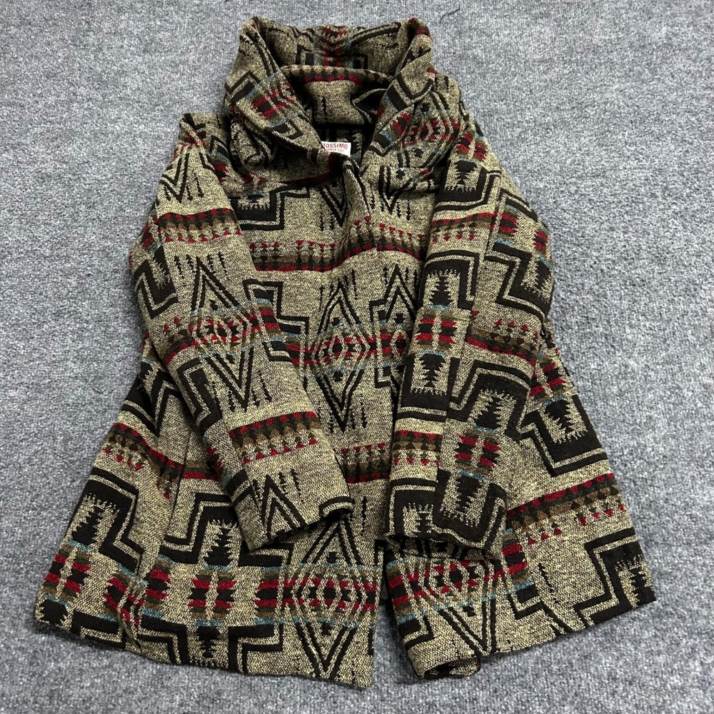 Mossimo Jacket Womens XL Brown Wool Blend Southwestern Hooded Geometric Coat